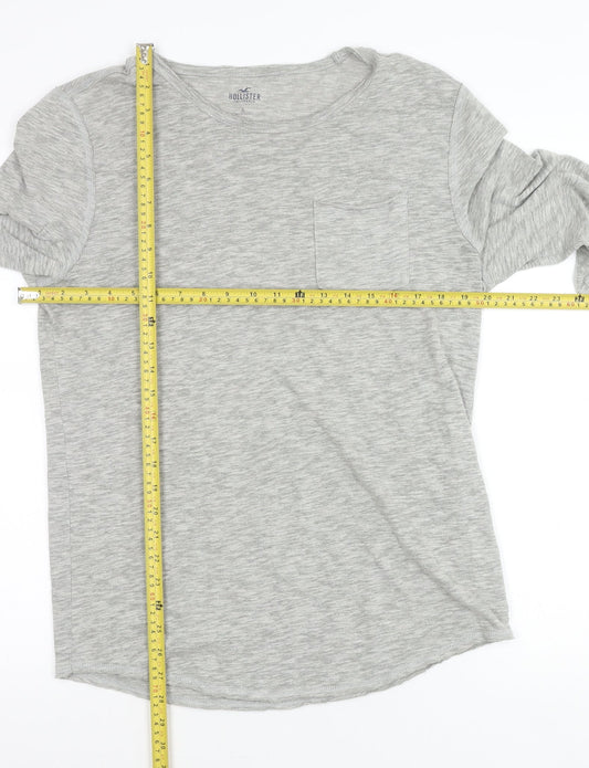 Hollister Men’s Grey Long Sleeve Crew Neck T-Shirt Size S