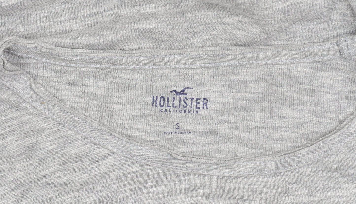 Hollister Men’s Grey Long Sleeve Crew Neck T-Shirt Size S
