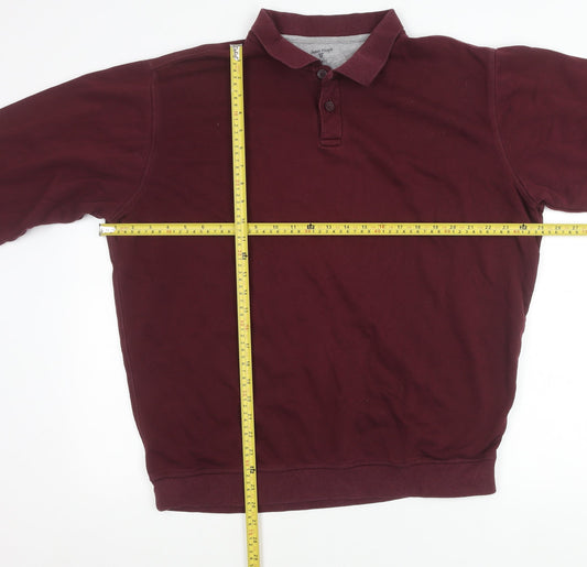 James Pringle Men’s Red XL Long Sleeve Polo Shirt Cotton Blend