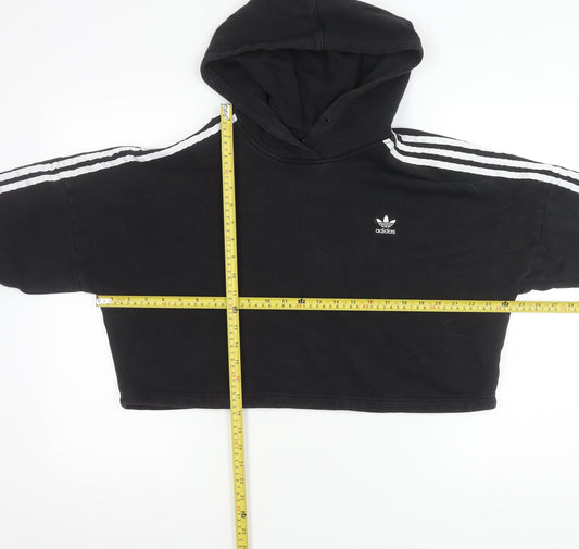 Adidas Womens Black Size 10 Pullover Hoodie Sweatshirt Logo Sports