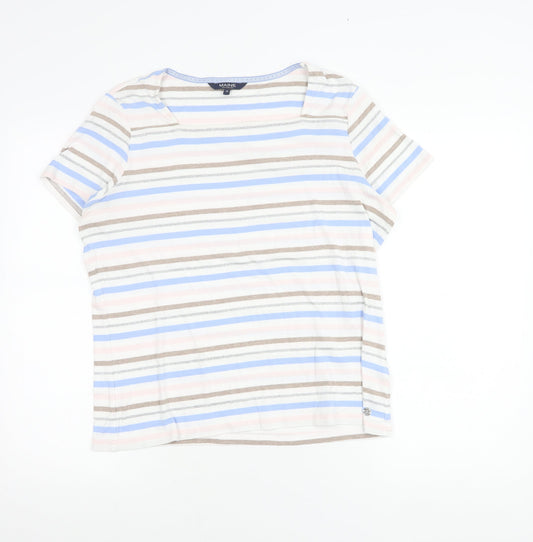 Maine New England Womens Multicolour Stripe T-Shirt Size 18