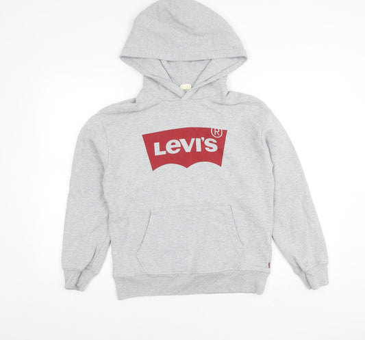 Levi's Teens Grey Pullover Hoodie 2XS Cotton Logo Sweatshirt