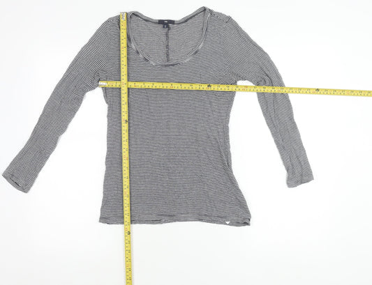 Gap Womens XS Black Striped Scoop Neck Long Sleeve Jersey Top