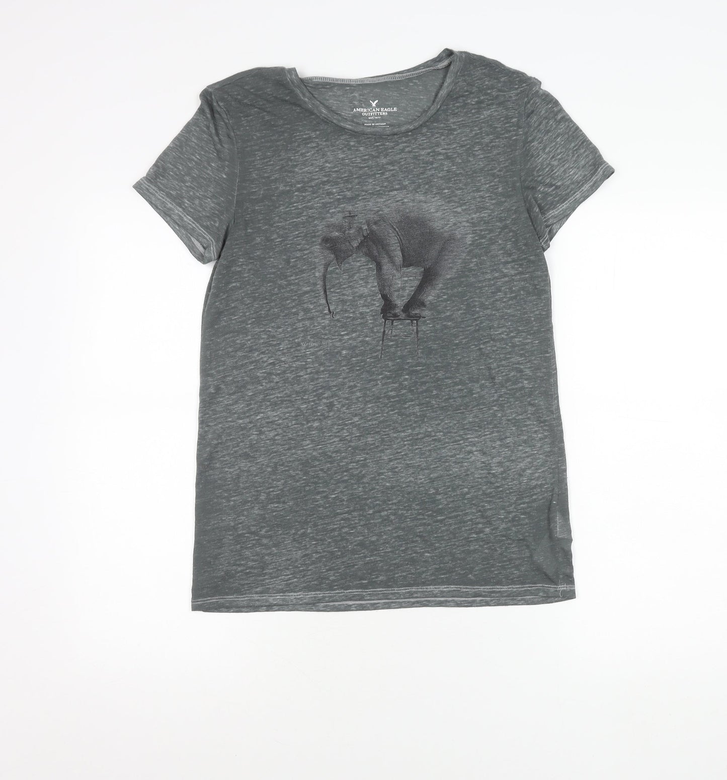 American Eagle Womens Grey Elephant Graphic T-Shirt Size S