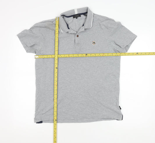 Ted Baker Men's Grey Regular Fit Cotton Polo Shirt Size M