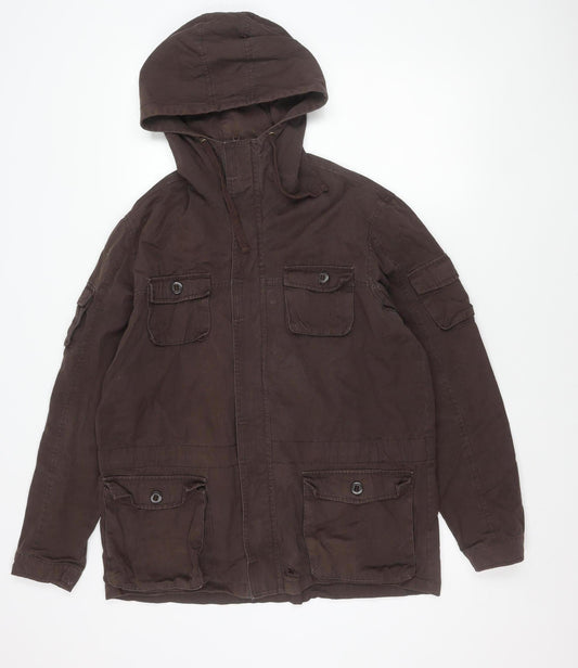Trespass Men’s Brown Cotton Military Hooded Jacket Size M