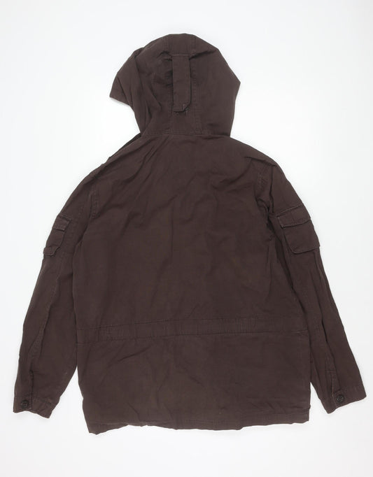 Trespass Men’s Brown Cotton Military Hooded Jacket Size M