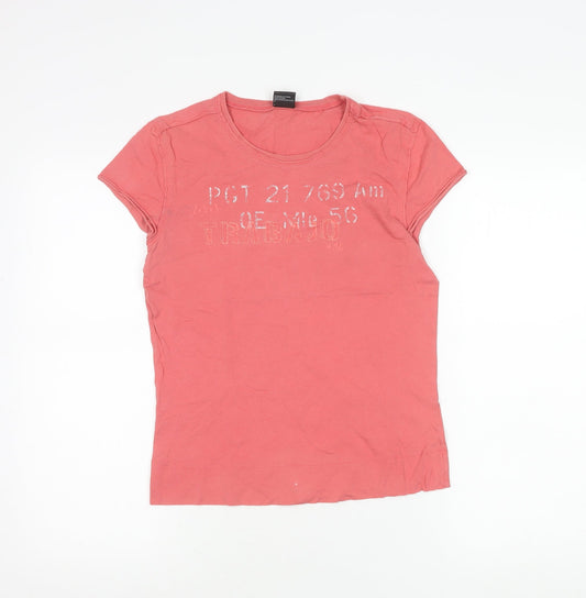 Diesel Women Pink Cotton Short Sleeve T-Shirt Size M