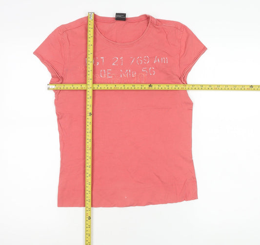 Diesel Women Pink Cotton Short Sleeve T-Shirt Size M