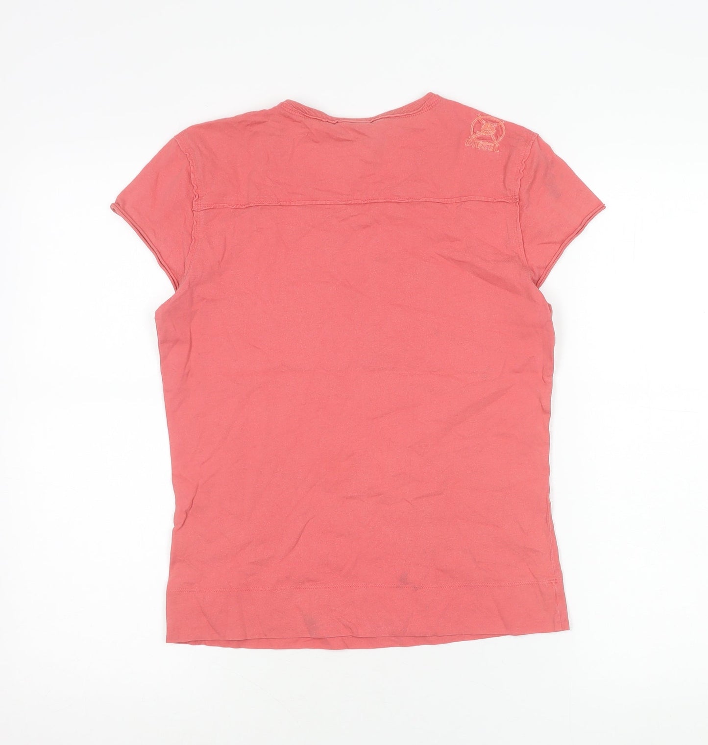 Diesel Women Pink Cotton Short Sleeve T-Shirt Size M