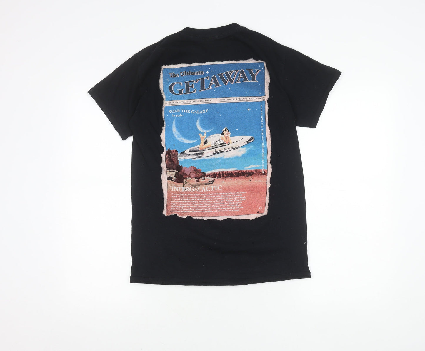 Night Addict Womens Black XS Graphic Getaway T-Shirt Casual