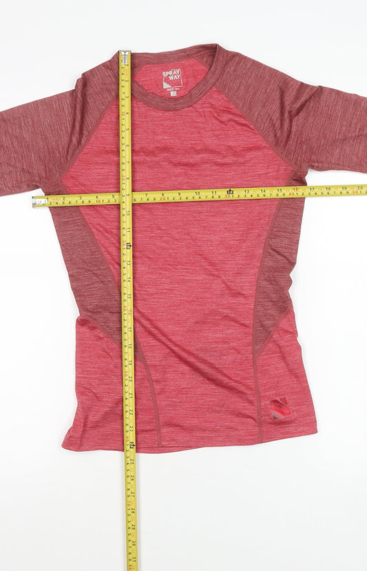 Sprayway Womens Red Wool Polyester Long Sleeve Crew Neck Active T-Shirt Size 8