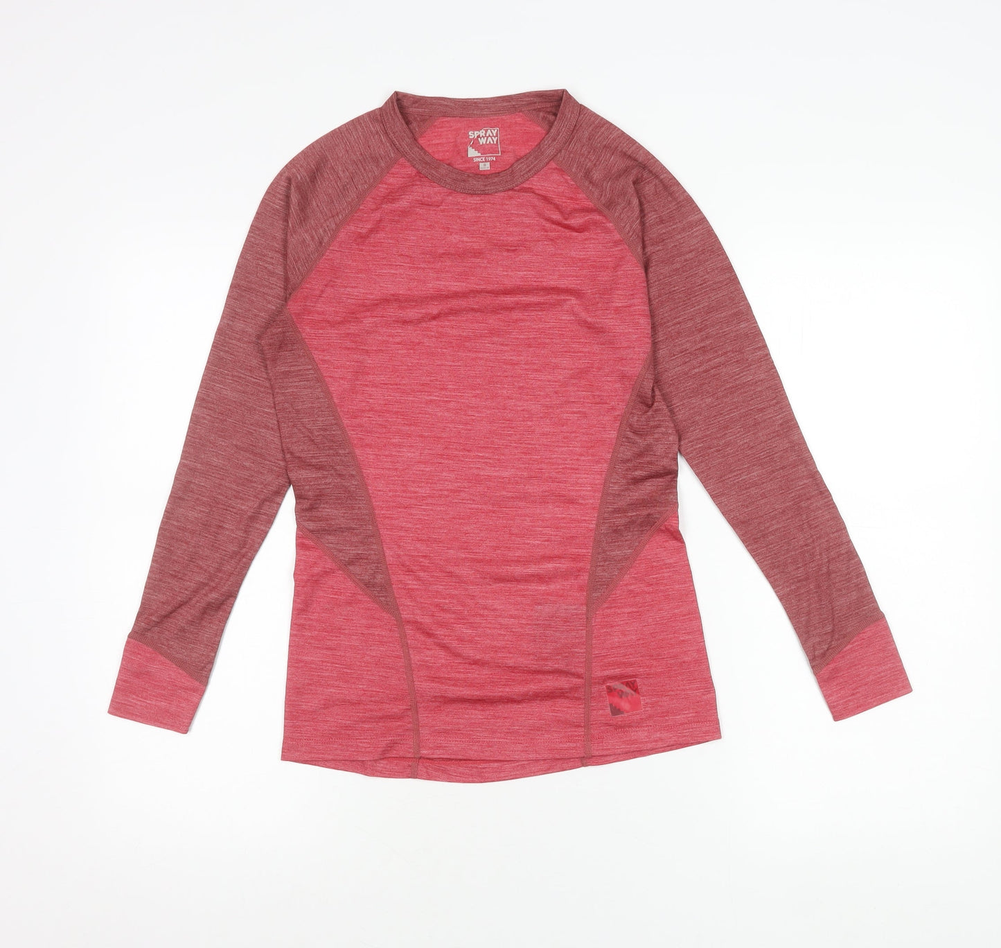 Sprayway Womens Red Wool Polyester Long Sleeve Crew Neck Active T-Shirt Size 8