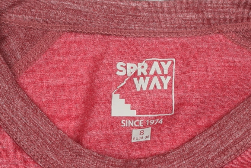 Sprayway Womens Red Wool Polyester Long Sleeve Crew Neck Active T-Shirt Size 8