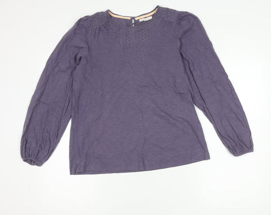 White Stuff Womens Purple Blouse UK 10 Tunic Style Long Sleeve