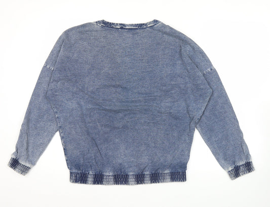 Adidas Womens Blue Size 16 Pullover Sweatshirt Crew Neck Logo Jumper