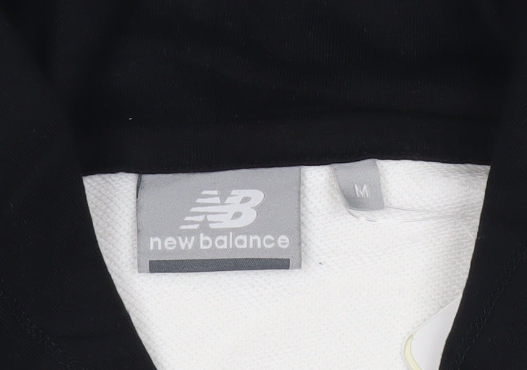 New Balance Womens White Black Hoodie Sweatshirt Medium Logo Print