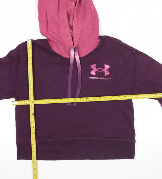 Under Armour Womens Purple Hoodie Medium Loose Fit Logo Pullover