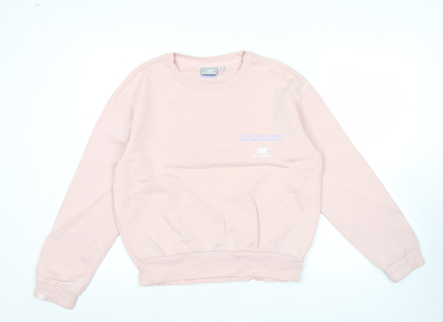 New Balance Womens Pink Small Sweatshirt Pullover Crew Neck Cotton