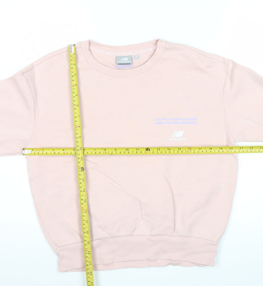 New Balance Womens Pink Small Sweatshirt Pullover Crew Neck Cotton