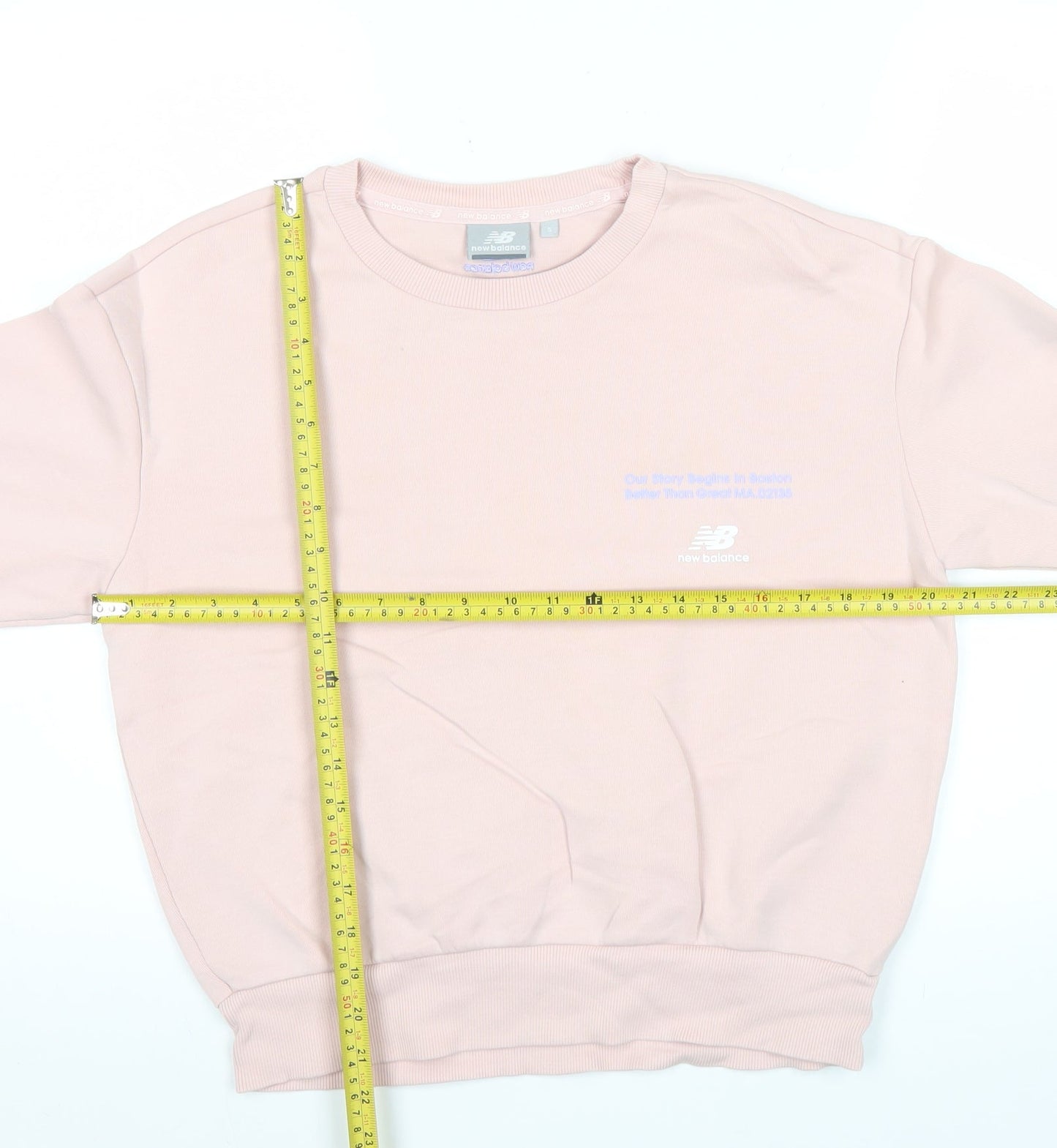 New Balance Womens Pink Small Sweatshirt Pullover Crew Neck Cotton