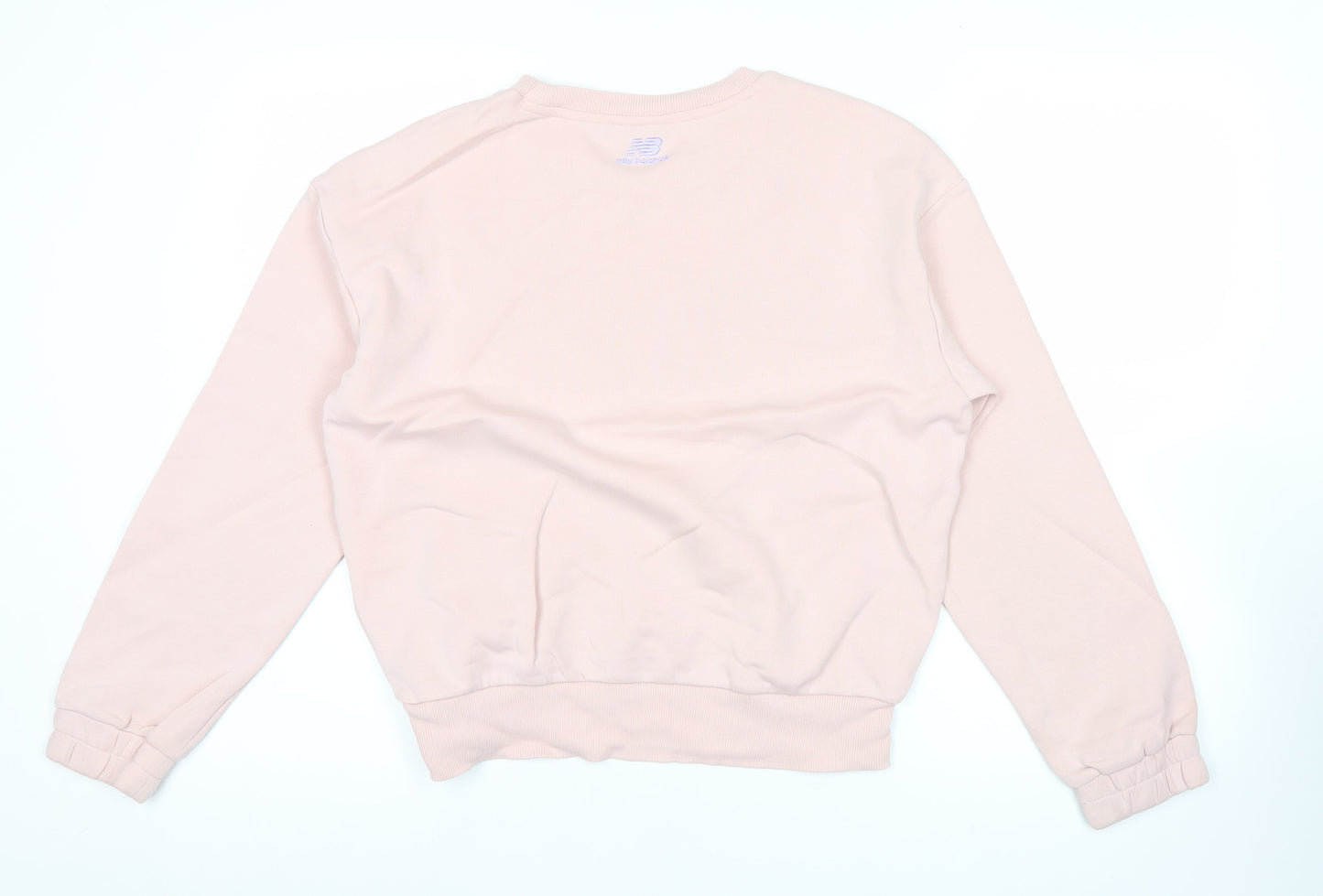 New Balance Womens Pink Small Sweatshirt Pullover Crew Neck Cotton