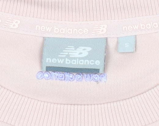 New Balance Womens Pink Small Sweatshirt Pullover Crew Neck Cotton