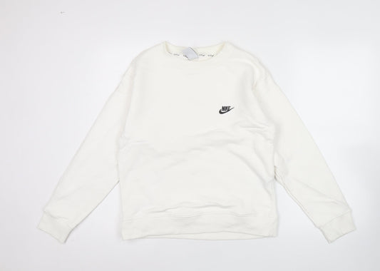 Womens UK S Regular Nike White Pullover Sweatshirt