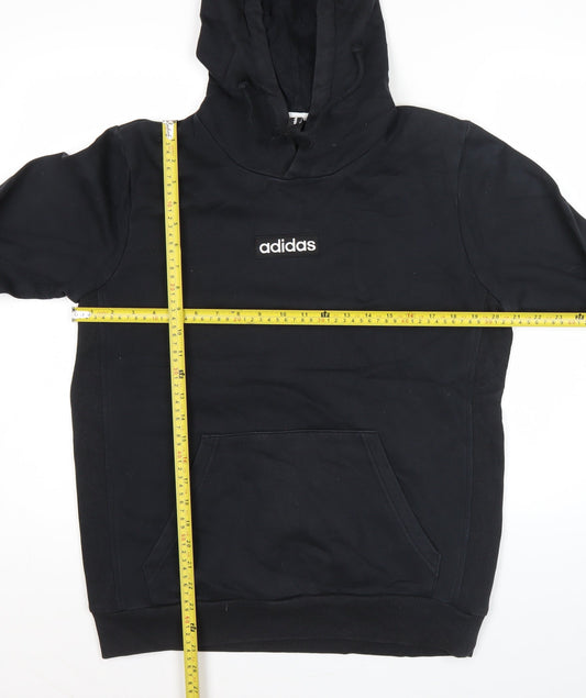 Adidas Mens Black Pullover Hoodie L Logo Sports Cotton Blend