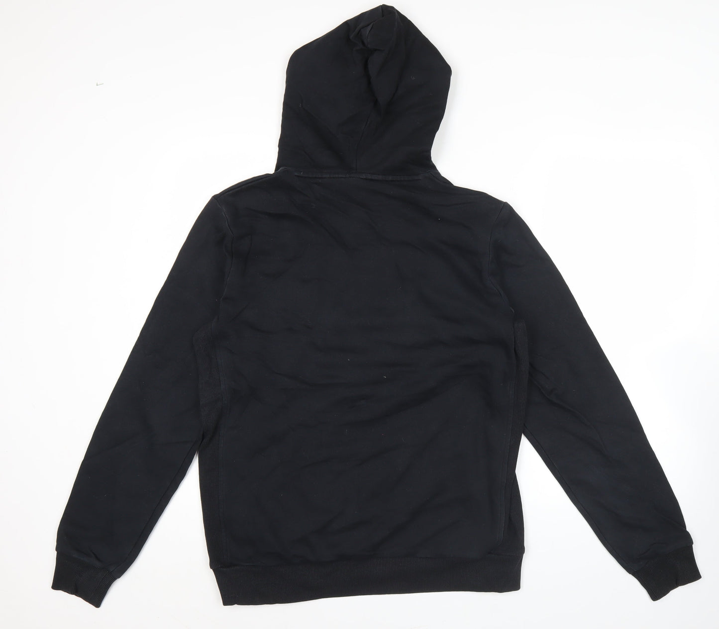 Adidas Mens Black Pullover Hoodie L Logo Sports Cotton Blend