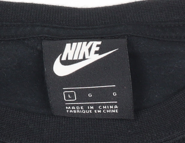 Nike Unisex Black Graphic Pullover Sweatshirt Size L Cotton Blend