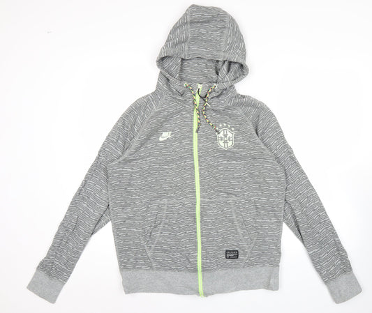Nike Brazil CBF Mens Grey Full Zip Hoodie Size L Football Sportswear