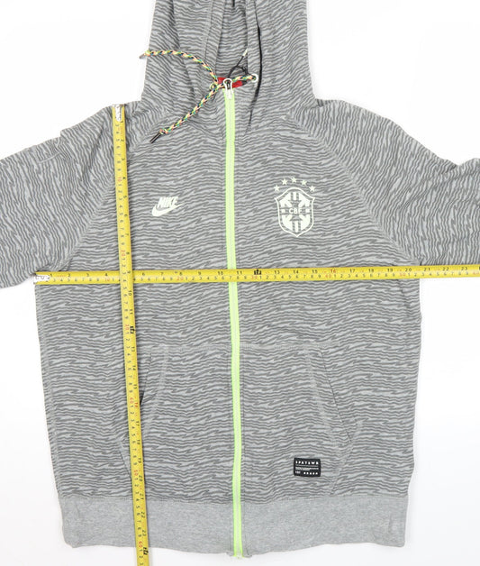 Nike Brazil CBF Mens Grey Full Zip Hoodie Size L Football Sportswear