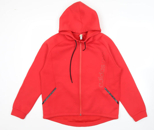 Additional front view of Adidas Men’s Red Full Zip Hoodie S Logo Sports Training