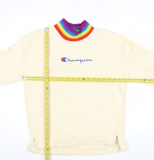 Champion Unisex Beige Rainbow Trim Sweatshirt Medium Pullover