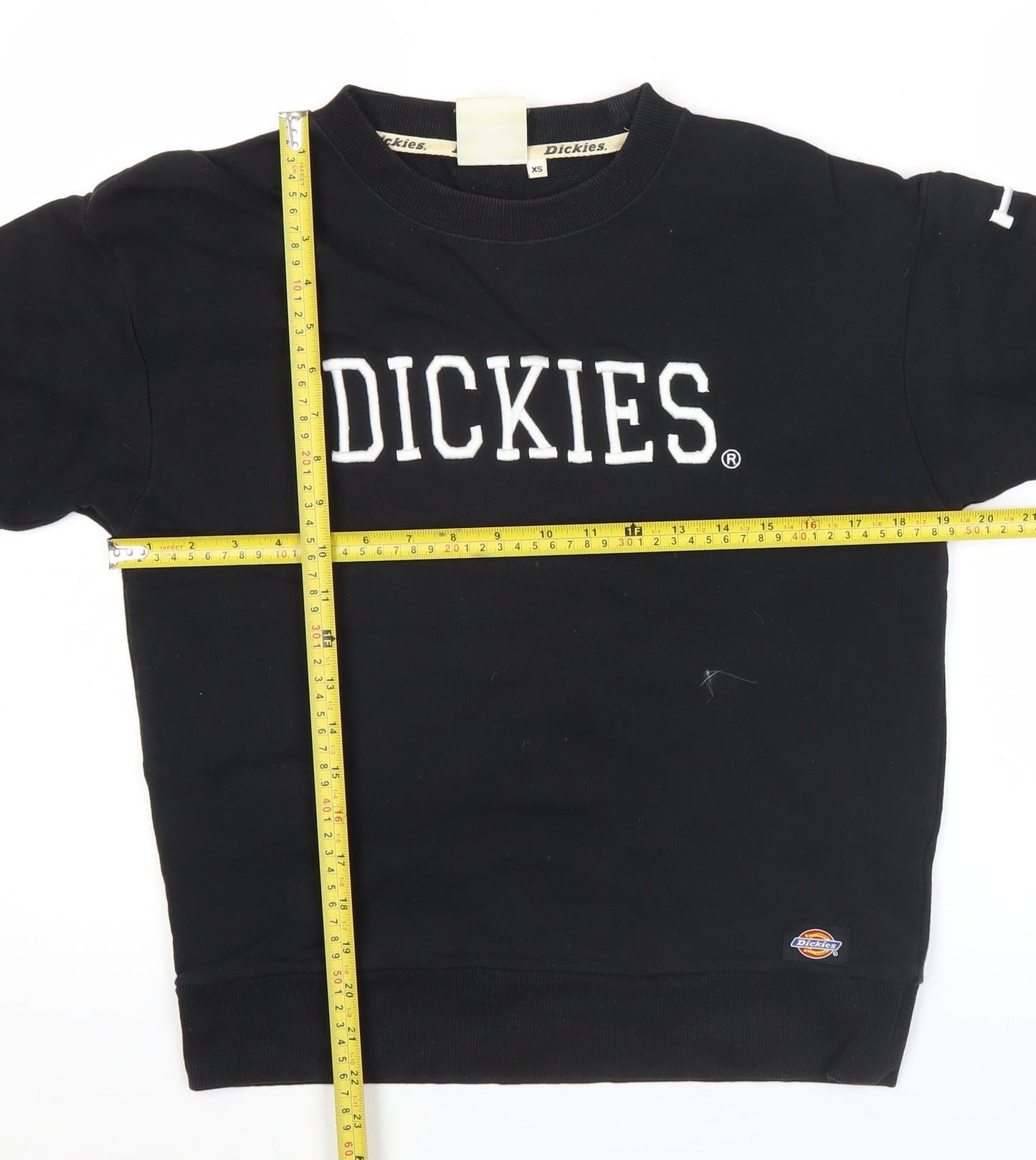 Dickies Unisex Black XS Crew Neck Pullover Cotton Sweatshirt Embroidered