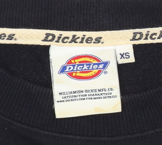 Dickies Unisex Black XS Crew Neck Pullover Cotton Sweatshirt Embroidered