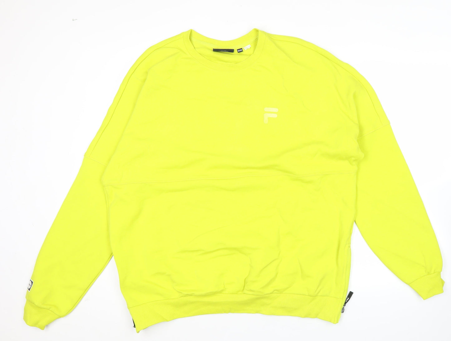 Fila Men’s Yellow Logo Pullover Sweatshirt L Regular Fit