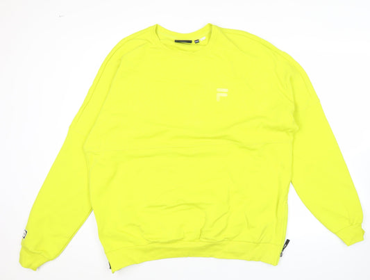 Fila Men’s Yellow Logo Pullover Sweatshirt L Regular Fit