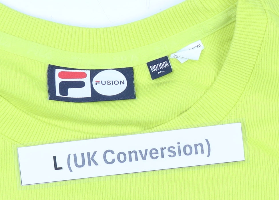 Fila Men’s Yellow Logo Pullover Sweatshirt L Regular Fit