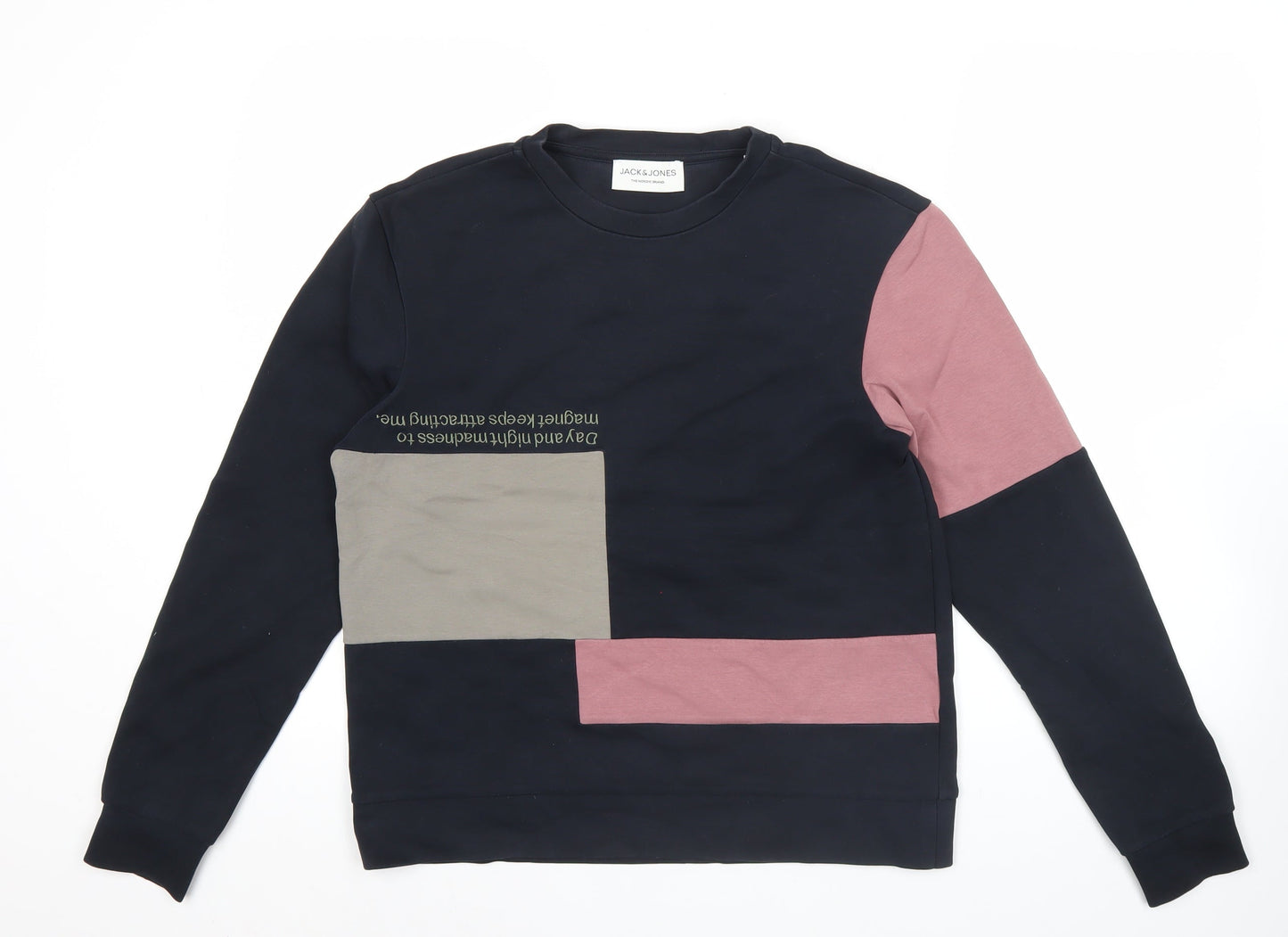 Jack & Jones Men’s Black Colourblock Sweatshirt XS Crew Neck