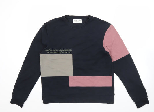 Jack & Jones Men’s Black Colourblock Sweatshirt XS Crew Neck