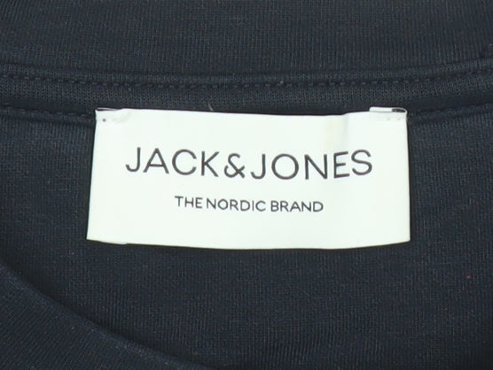 Jack & Jones Men’s Black Colourblock Sweatshirt XS Crew Neck