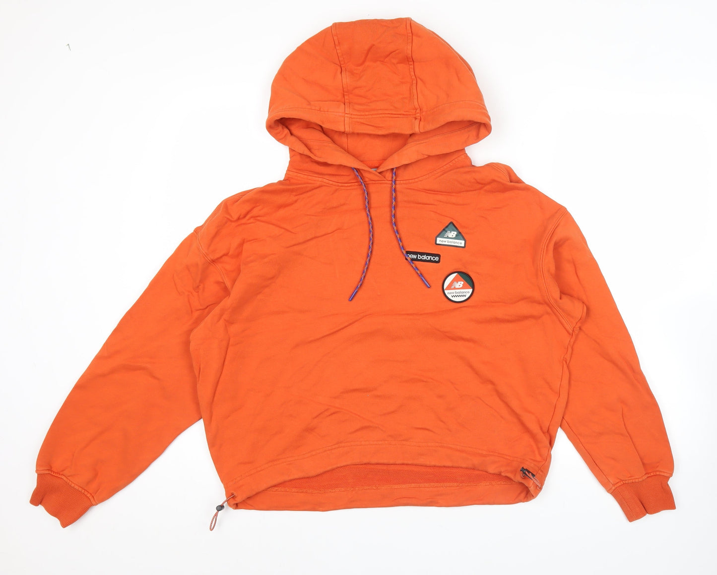 New Balance Mens Orange Pullover Hoodie M Sports Logo Long Sleeve