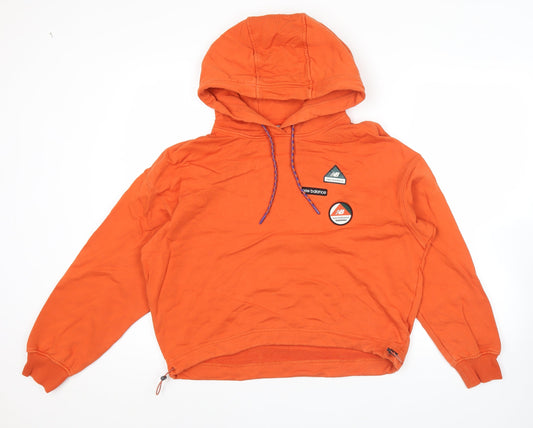 New Balance Mens Orange Pullover Hoodie M Sports Logo Long Sleeve