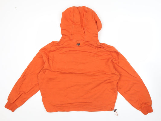 New Balance Mens Orange Pullover Hoodie M Sports Logo Long Sleeve