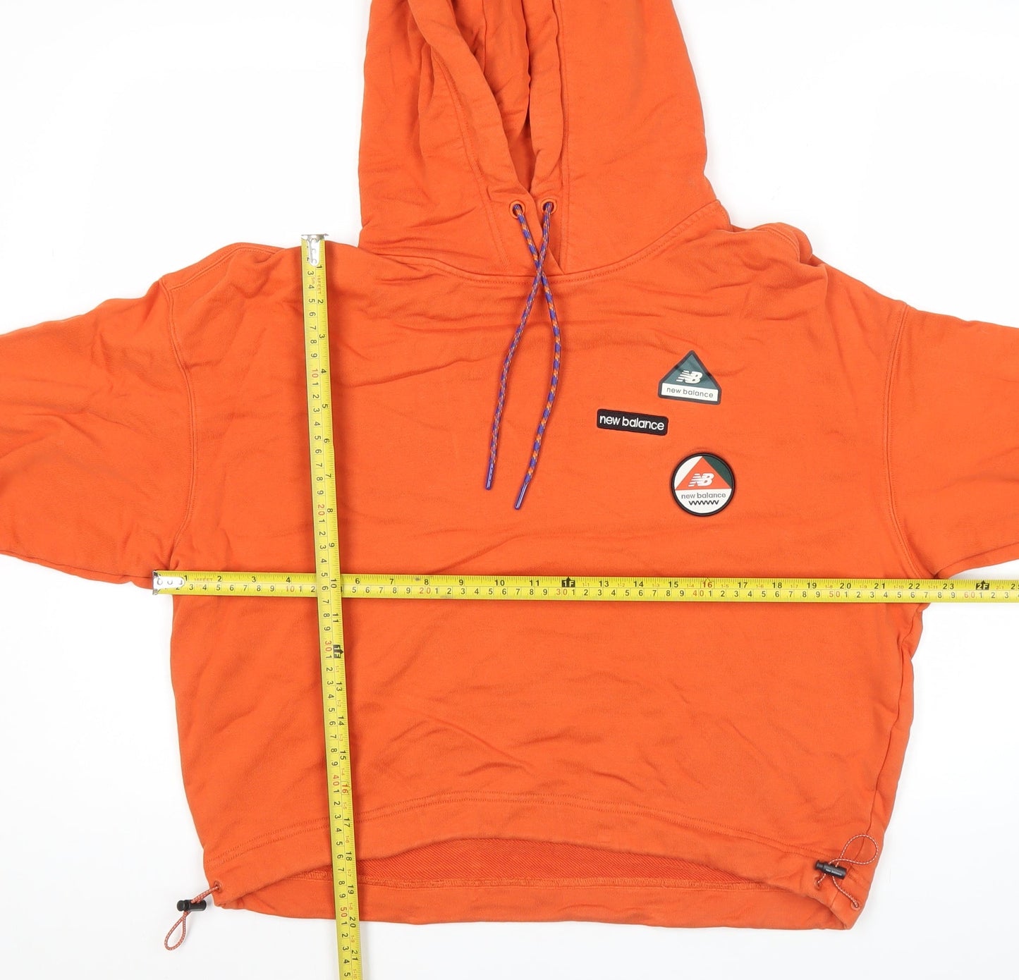 New Balance Mens Orange Pullover Hoodie M Sports Logo Long Sleeve