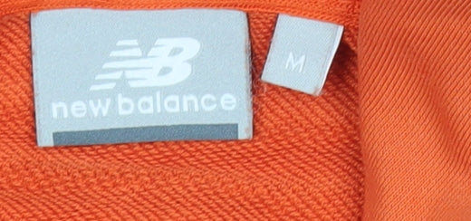 New Balance Mens Orange Pullover Hoodie M Sports Logo Long Sleeve