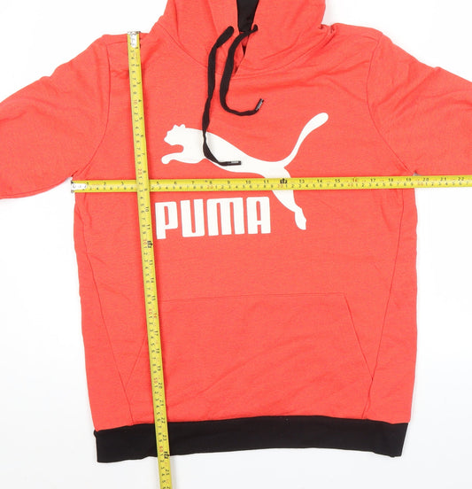 Puma Men's Red Pullover Hoodie L Logo Sports Training Jumper