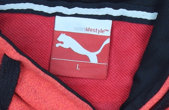 Puma Men's Red Pullover Hoodie L Logo Sports Training Jumper